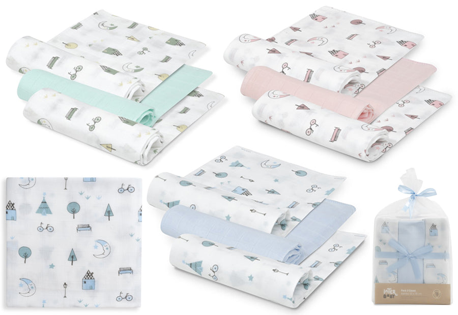 Pack 3 Muselinas de Bambú para Bebé | Gasa Extrasuave y Transpirable