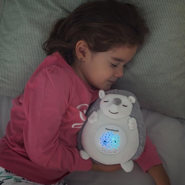Erizo de Peluche con Ruido Blanco y Proyector de Estrellas Spikey InnovaGoods |.Luz Quitamiedos para Bebé