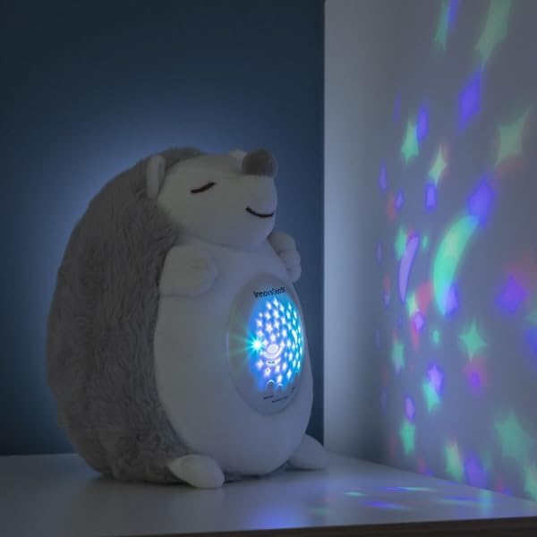 Erizo de Peluche con Ruido Blanco y Proyector de Estrellas Spikey InnovaGoods |.Luz Quitamiedos para Bebé