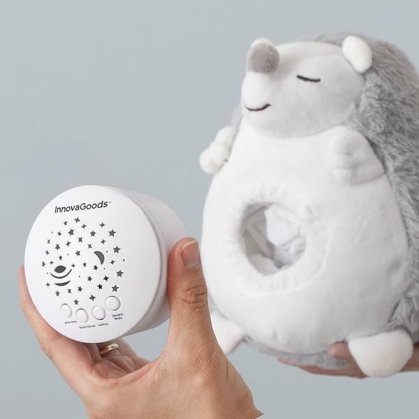 Erizo de Peluche con Ruido Blanco y Proyector de Estrellas Spikey InnovaGoods |.Luz Quitamiedos para Bebé