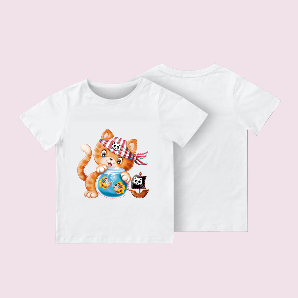Camiseta Infantil Gato Pecera