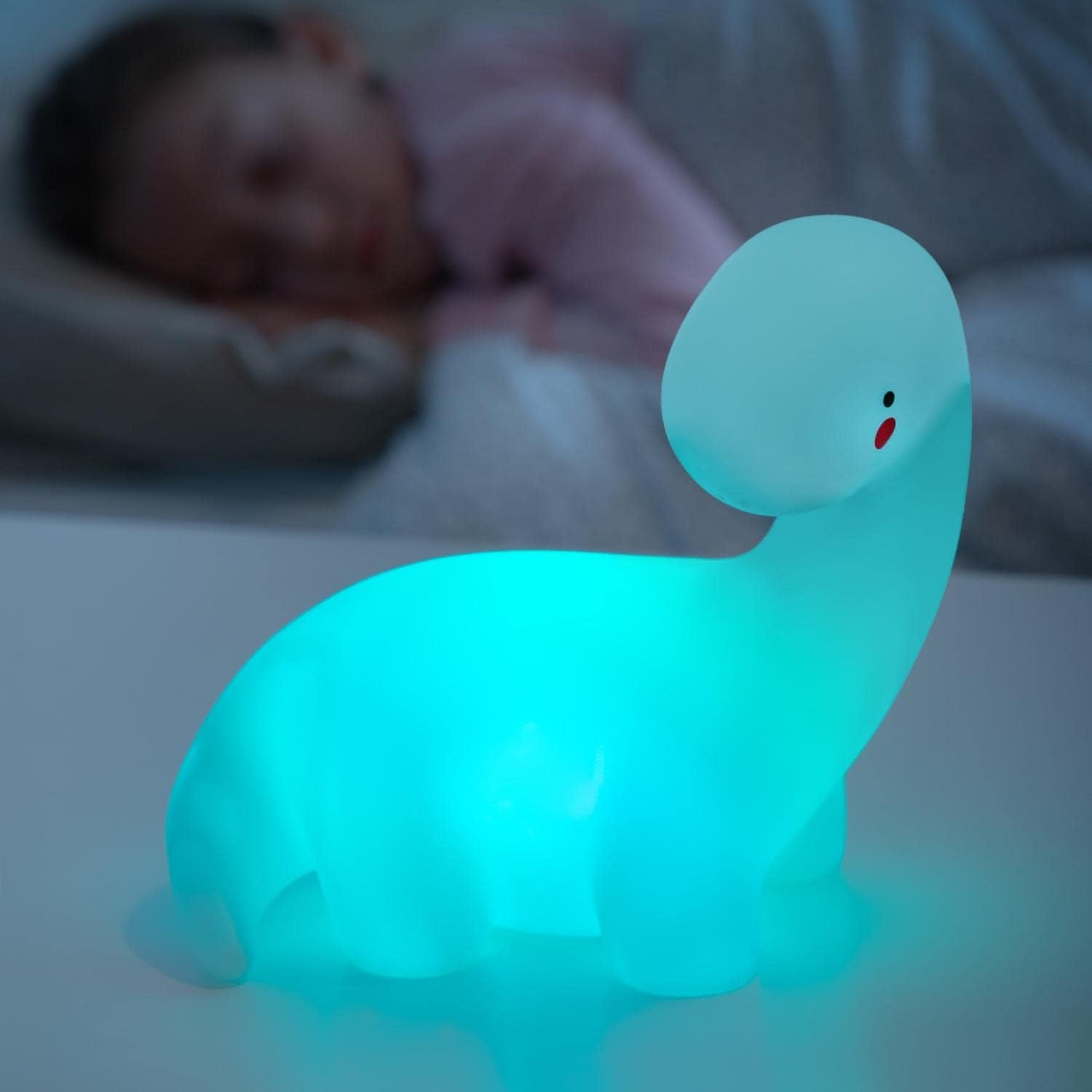 Lámpara LED Quitamiiedos Dinosaurio "Lightosaurus" InnovaGoods® – Luz Nocturna Infantil Multicolor