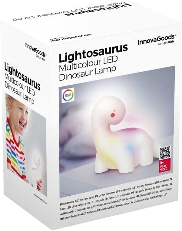 Lámpara LED Quitamiiedos Dinosaurio "Lightosaurus" InnovaGoods® – Luz Nocturna Infantil Multicolor